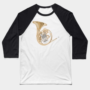 french horn on black Baseball T-Shirt